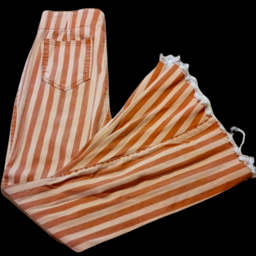 Super flare striped denim jeans